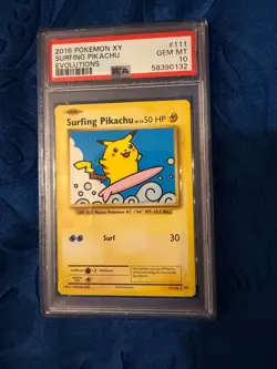 2016 Pokemon XY Evolutions Surfing Pikachu PSA 10 GEM MT Card 111 - Image 1