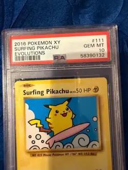 2016 Pokemon XY Evolutions Surfing Pikachu PSA 10 GEM MT Card 111 - Image 2