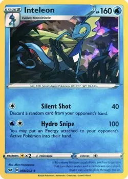 Inteleon 059/202 Cracked Ice Holo Promo Pokemon Card NM - Image 1