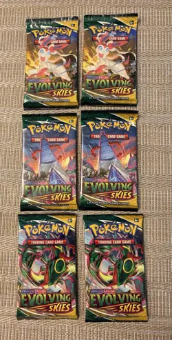 Pokemon Evolving Skies Lot of 6 Booster Packs unweighted SEALED - Image 1