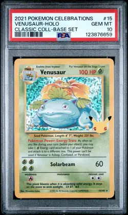 2021 POKEMON CELEBRATIONS CLASSIC COLL #15 VENUSAUR-HOLO PSA 10 - Image 1