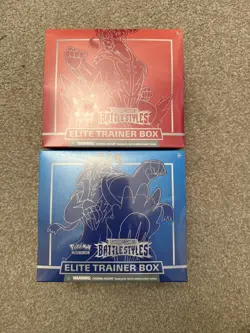 Pokemon Sword & Shield Battle Styles Blue & Red Elite Trainer Box ETB Set of 2 - Image 1