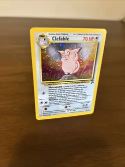 Pokemon Clefable Holo Rare Card 5/130 Base Set 2 TCG Unlimited *SWIRL* - Image 2