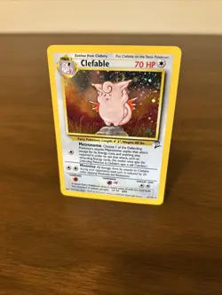 Pokemon Clefable Holo Rare Card 5/130 Base Set 2 TCG Unlimited *SWIRL* - Image 3