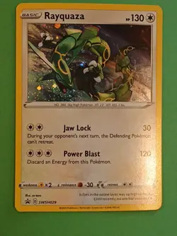 SWIRL Pokemon Sword & Shield Rayquaza SWSH 029 Promo Card Black Star Holo - Image 3