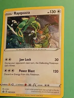 SWIRL Pokemon Sword & Shield Rayquaza SWSH 029 Promo Card Black Star Holo - Image 4