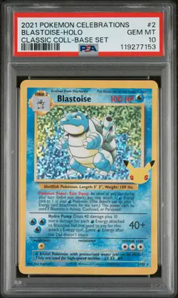 2021 POKEMON CELEBRATIONS CLASSIC COLL #2 BLASTOISE-HOLO PSA 10 - Image 1