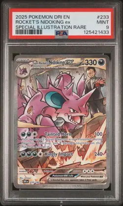 2025 POKEMON DRI EN-DESTINED RIVALS #233 TEAM ROCKET'S NIDOKING EX PSA 9 - Image 1