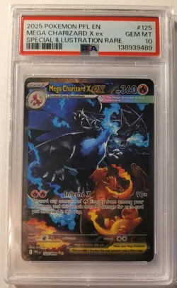 2025 POKEMON PFL EN-PHANTASMAL FLAMES #125 MEGA CHARIZARD X EX PSA 10 - Image 1