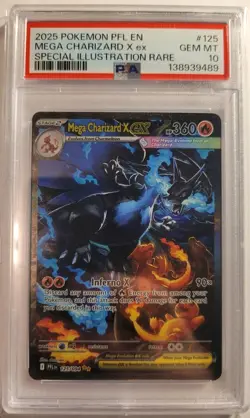 2025 POKEMON PFL EN-PHANTASMAL FLAMES #125 MEGA CHARIZARD X EX PSA 10 - Image 3