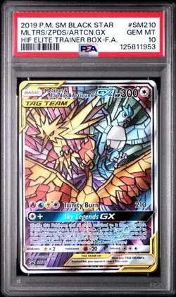 2019 POKEMON SM BLACK STAR PROMO FULL ART/MOLTRES & ZAPDOS & ARTICUNO GX PSA 10 - Image 1
