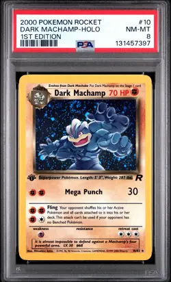 2000 POKEMON ROCKET 1ST ED #10 DARK MACHAMP-HOLO PSA 8 - Image 1