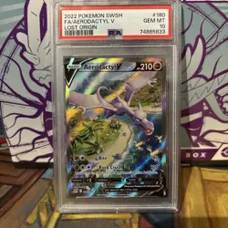 Aerodactyl V PSA 10 Pokemon Card 180/196 Lost Origin Full Art 2022 Gem Mint - Image 1