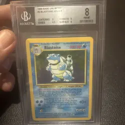 Blastoise beckett 8 Pokemon Card. Base Set 2/102 rare holo. WOTC 1999 NM-Mint. - Image 1