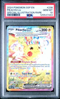 2024 POKEMON SSP EN-SURGING SPARKS SPECIAL ILLUSTRATION RARE PIKACHU EX PSA 10 - Image 1