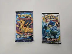2 Pokemon Booster Packs - Evolutions & Cosmic Eclipse Factory Sealed - Image 1