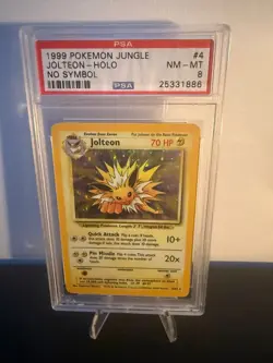 Jolteon Jungle Holo 4/64 NO SYMBOL ERROR Pokemon Graded PSA 8 - Image 1