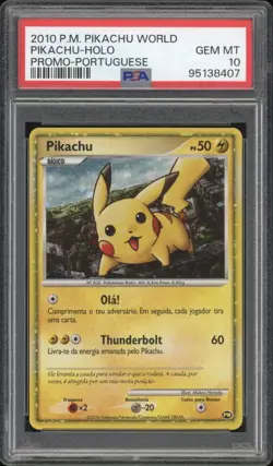 2010 Pokemon PORTUGUESE World Collection Promo Pikachu Holo PSA 10 GEM MINT - Image 1