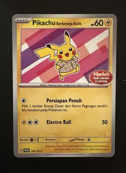 Pikachu berkemeja Batik Flower Pink Indonesia Journey 190/SV-P Promo Pokemon - Image 1