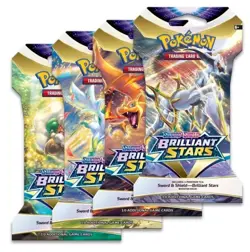 Pokemon Brilliant Stars 4 Booster Sleeved Blister Pokemon Art Set Sword Shield - Image 1