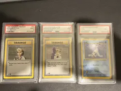 Pokemon WOTC 1st Edition PSA 9 Bundle - Oak, Impostor Oak & Seel - Image 1