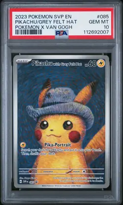 2023 POKEMON SVP EN-SV BLACK STAR PROMO #085 PIKACHU WITH GREY FELT HAT PSA 10 - Image 1