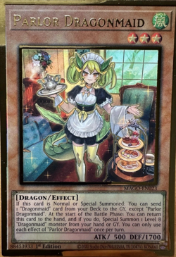 Parlor Dragonmaid - MAGO-EN023 Maximum Gold 1st Edition YuGiOh TCG Card - Image 1