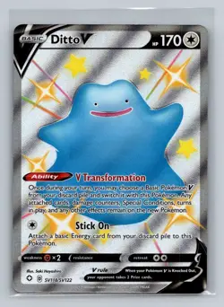 Ditto V SHINY SV118/SV122 Shining Fates NM Full Art Ultra Rare Pokemon Card - Image 1