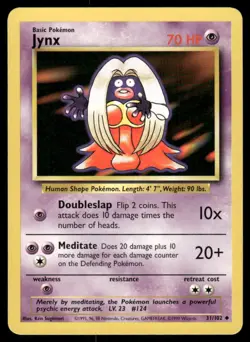 Pokemon Cards Jynx 31/102 UNLIMITED Base Set WOTC Uncommon NM - Image 1