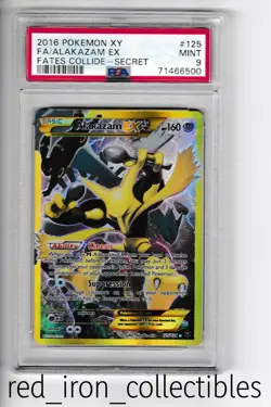 PSA 9 MINT Alakazam EX 125/124 Secret Rare Fates Collide XY Pokemon Card 2015 - Image 1
