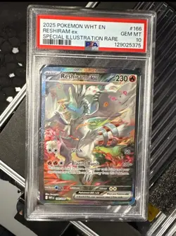 2025 Pokemon White Flare EN Reshiram Ex Special Illustration Rare #166 PSA 10 - Image 3