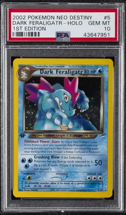 2002 POKEMON NEO DESTINY 1ST ED #5 DARK FERALIGATR-HOLO PSA 10 - Image 1