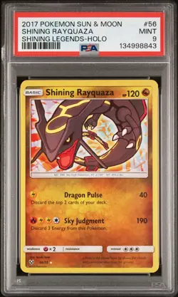 2017 POKEMON SUN & MOON SHINING LEGENDS #56 SHINING RAYQUAZA-HOLO PSA 9 - Image 1