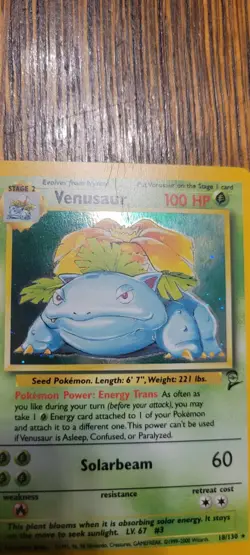Pokemon TCG Base Set 2 Venusaur 18/130 Holo Rare MP - Image 2