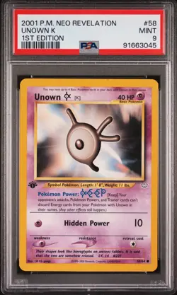 2001 Pokemon Neo Revelation Unown K 1st Edition #58/64 PSA 9 Mint - Image 2