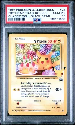 2021 POKEMON CELEBRATIONS CLASSIC COLL #24 BIRTHDAY PIKACHU-HOLO PSA 10 - Image 1