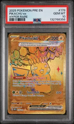 2025 POKEMON PRE EN-PRISMATIC EVOLUTIONS HYPER RARE #179 PIKACHU EX PSA 10 - Image 1