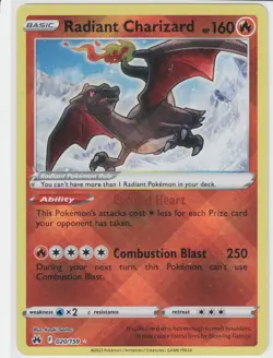 Radiant Charizard, 020/159 - Crown Zenith Radiant Rare Pokemon - Image 1