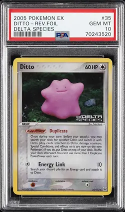 2005 POKEMON EX DELTA SPECIES #35 DITTO-REVERSE FOIL PSA 10 - Image 1