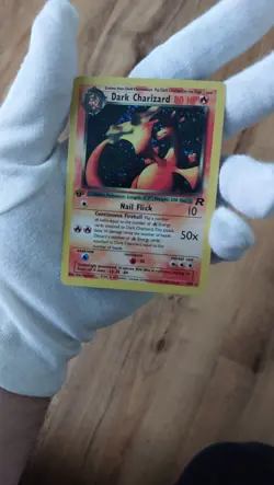 Dark Charizard 1st Edition Holo - 4/82 Pokemon Team Rocket Set 2000 - Artcard - Image 1