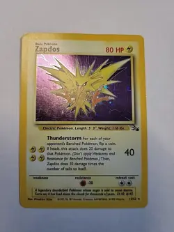 Zapdos 15/62 - Fossil Set - Rare Holo - Vintage WOTC Pokemon Card - LP* - Image 1