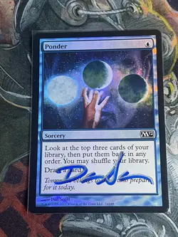 1x Ponder FOIL M12 Blue Chrome Signed by Dan Scott EDH MTG - Image 1