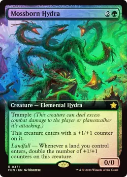 Mossborn Hydra *Foil Extended Art* - FDN-BF - NM - Magic The Gathering - MTG - Image 1