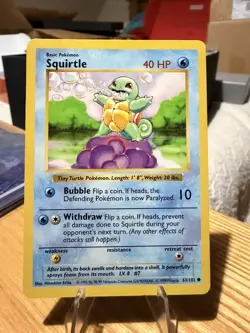 NM Pokemon card TCG Squirtle Shadowless Base Set 63/102 WOTC Vintage - Image 1