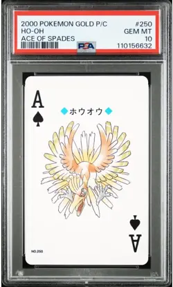 2000 POKEMON GOLD VERSION PLAYING CARDS ACE OF SPADES #250 HO-OH PSA 10 - Image 1