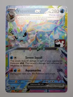 Near Mint - Pokemon Stamped Holo Vaporeon ex 023/131 - Prize Pack Series 7 - Image 2