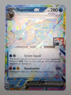 Near Mint - Pokemon Stamped Holo Vaporeon ex 023/131 - Prize Pack Series 7 - Image 3