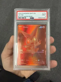 2025 POKEMON WHT EN-WHITE FLARE BLACK WHITE RARE #172 VICTINI PSA 9 - Image 1