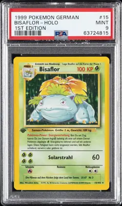 1999 POKEMON GERMAN 1ST ED #15 BISAFLOR-HOLO PSA 9 - Image 1