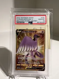 Pokemon 2022 Brilliant Stars Secret Rare FA Galarian Articuno #181 PSA 10 Mint - Image 1